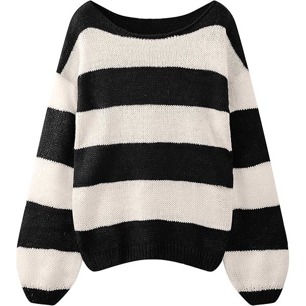 新品　WOMEN’S WR STRIPE CREW NECK KNIT S ZXZY Women's Colorblock Stripe Crew Neck Long Sleeve Knitted